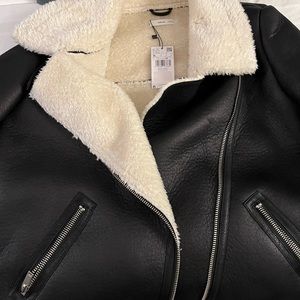 Mango faux leather shearling coat.